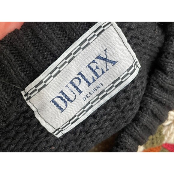 Duplex Men's L Black Sweater Ramie Pullover Cable-Knit Cosby 80s Y2K Vintage Dad - Picture 7 of 9